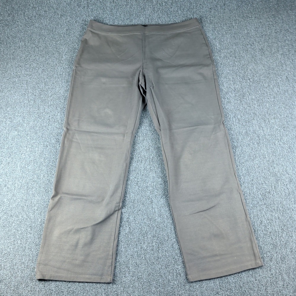 Eileen Fisher XL Gray Stretch Jersey Pull On Straight Leg Pants Women Regular — photo 2